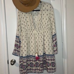 Boho Long Sleeve Tassel Dress